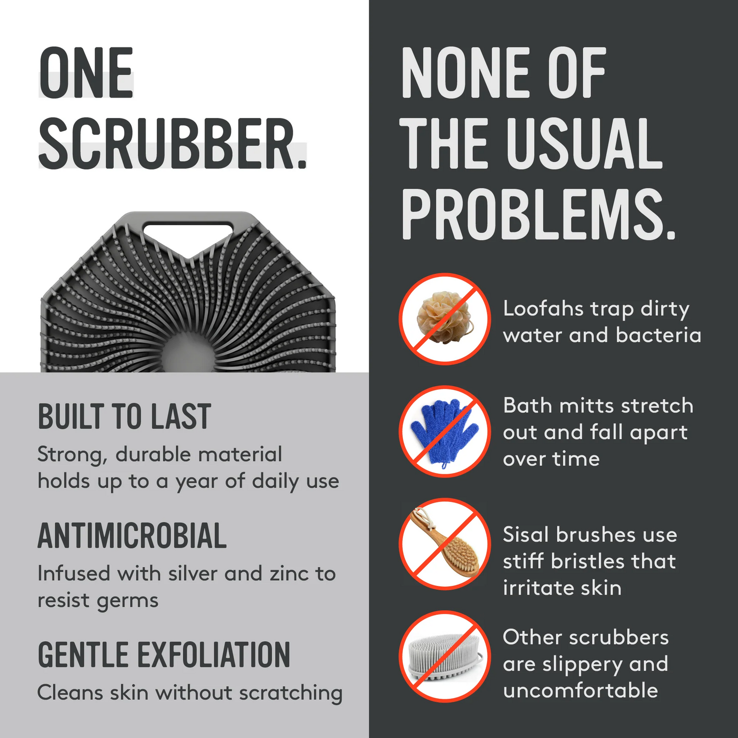 Sud Scrub® Antimicrobial Silicone Body Scrubber