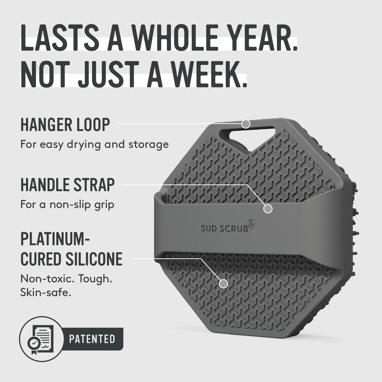 Sud Scrub® Antimicrobial Silicone Body Scrubber