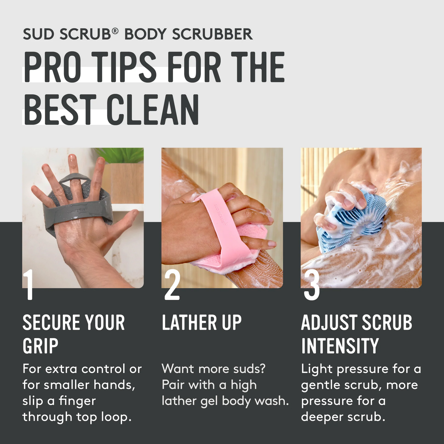 Sud Scrub® Antimicrobial Silicone Body Scrubber