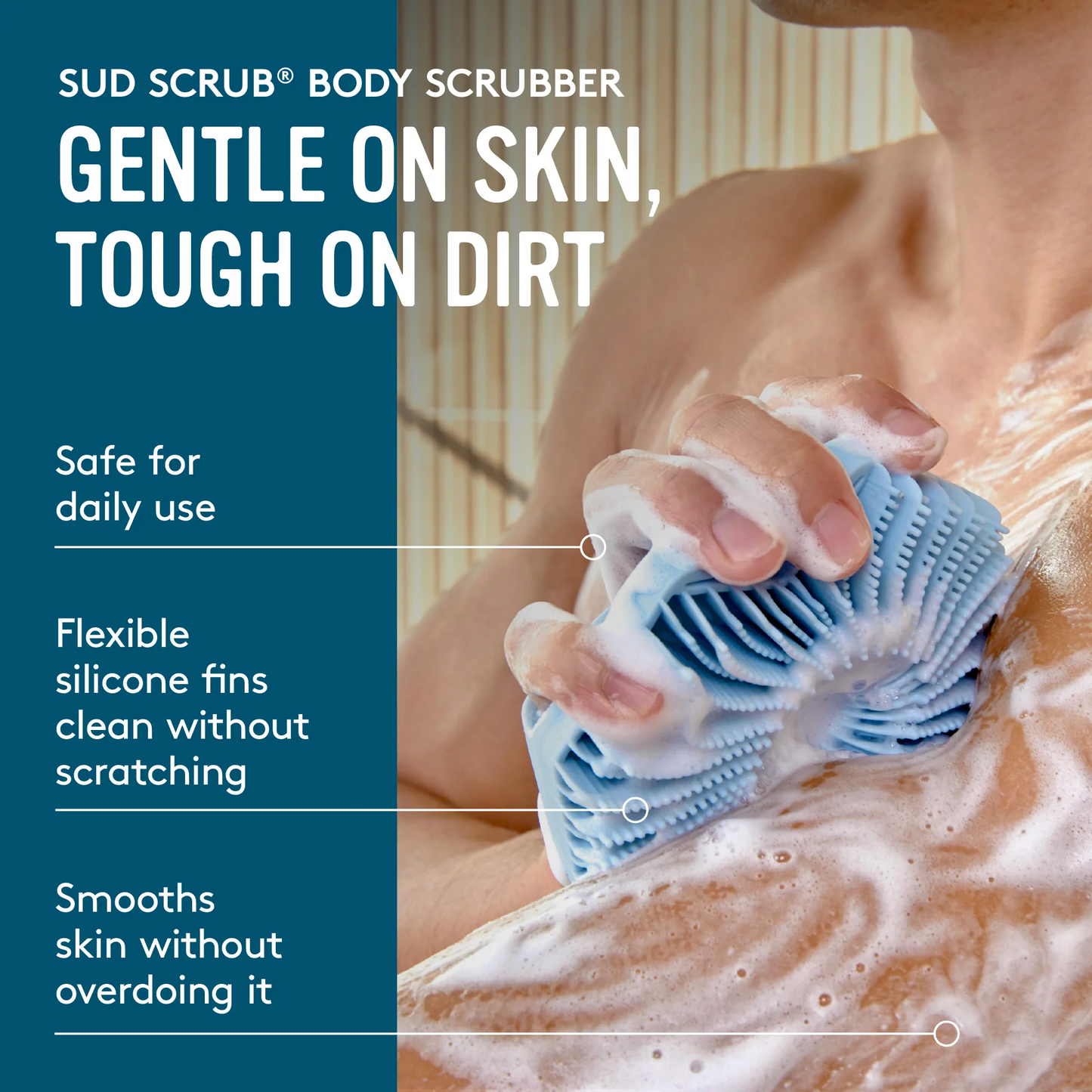 Sud Scrub® Antimicrobial Silicone Body Scrubber