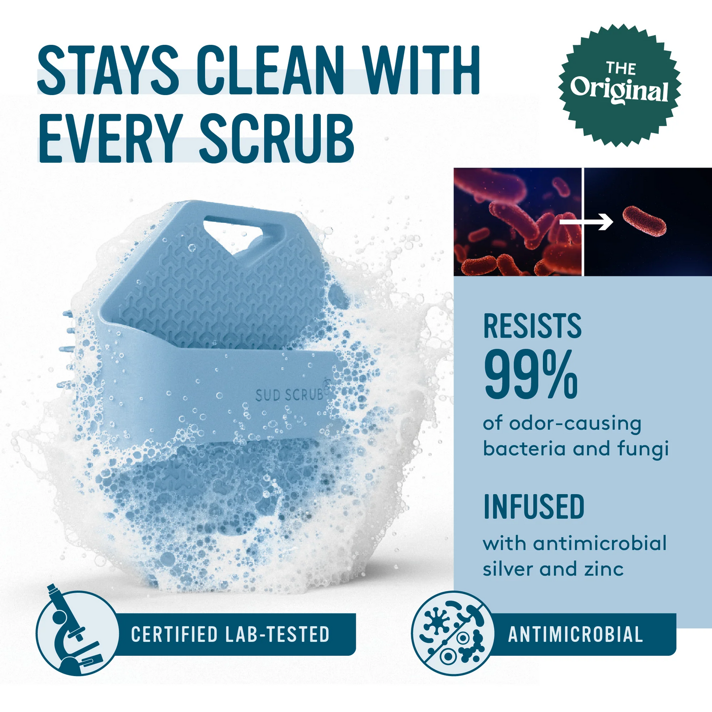Sud Scrub® Antimicrobial Silicone Body Scrubber