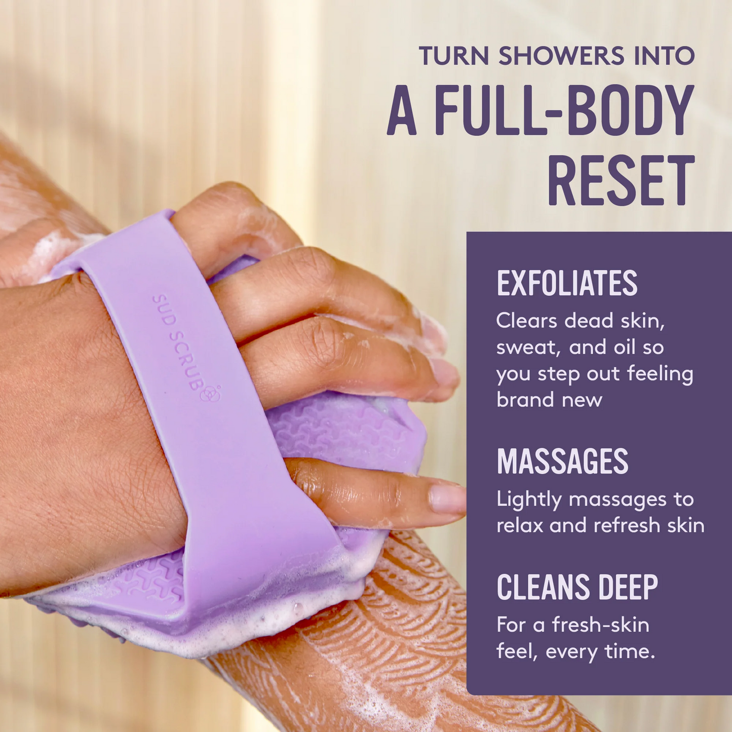 Sud Scrub® Antimicrobial Silicone Body Scrubber