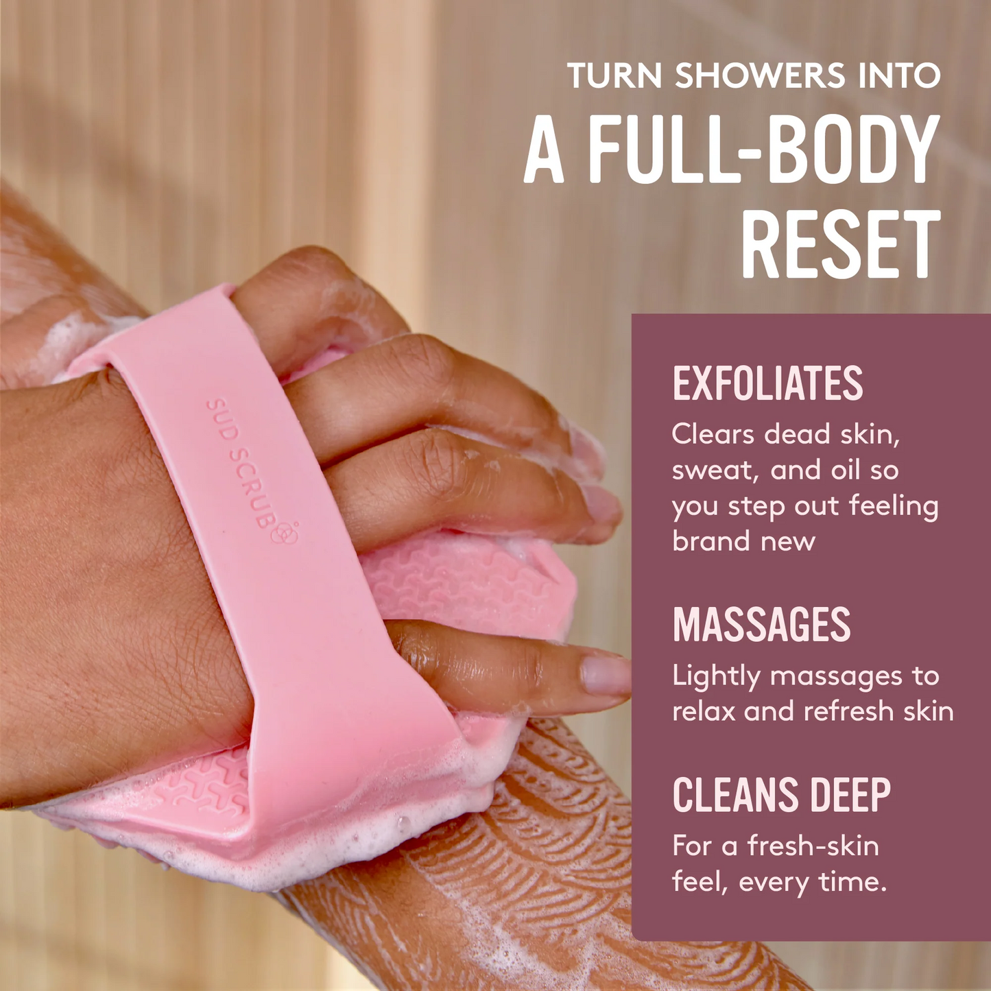 Sud Scrub® Antimicrobial Silicone Body Scrubber