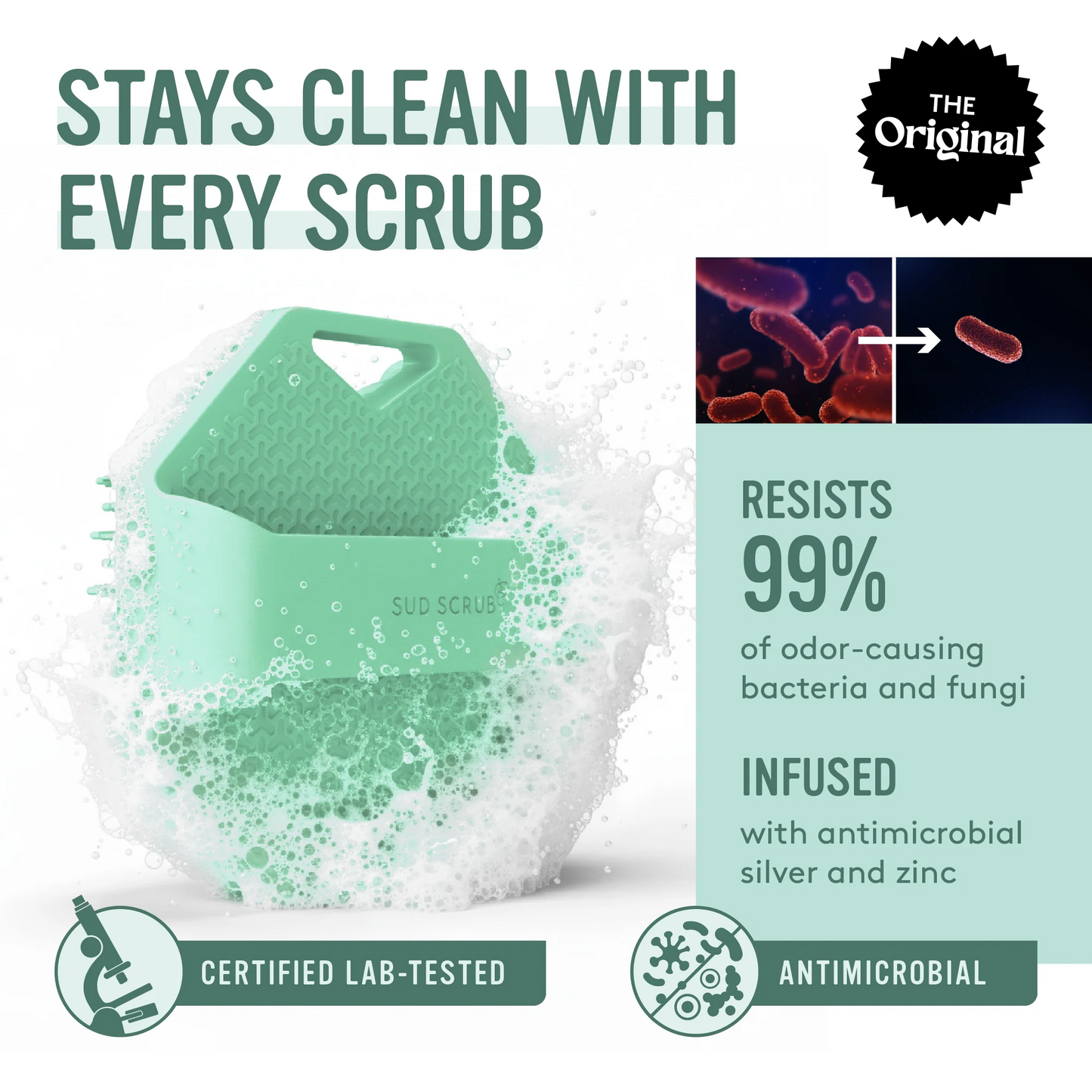 Sud Scrub® Antimicrobial Silicone Body Scrubber